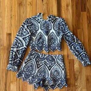 MINKPINK Blue and White Patterned Set